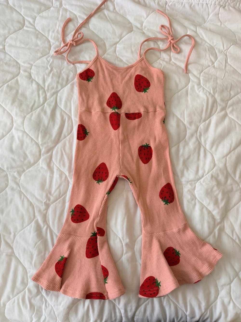 Pink Strawberry Print Ruffled Jumpsuit - Picture 2 of 2